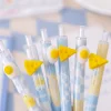 20PCS Blue Flower Plaid Cheese Egg Press On 0.7mm Gel Pens School Season Student Exam Writing Office Stationery Gift