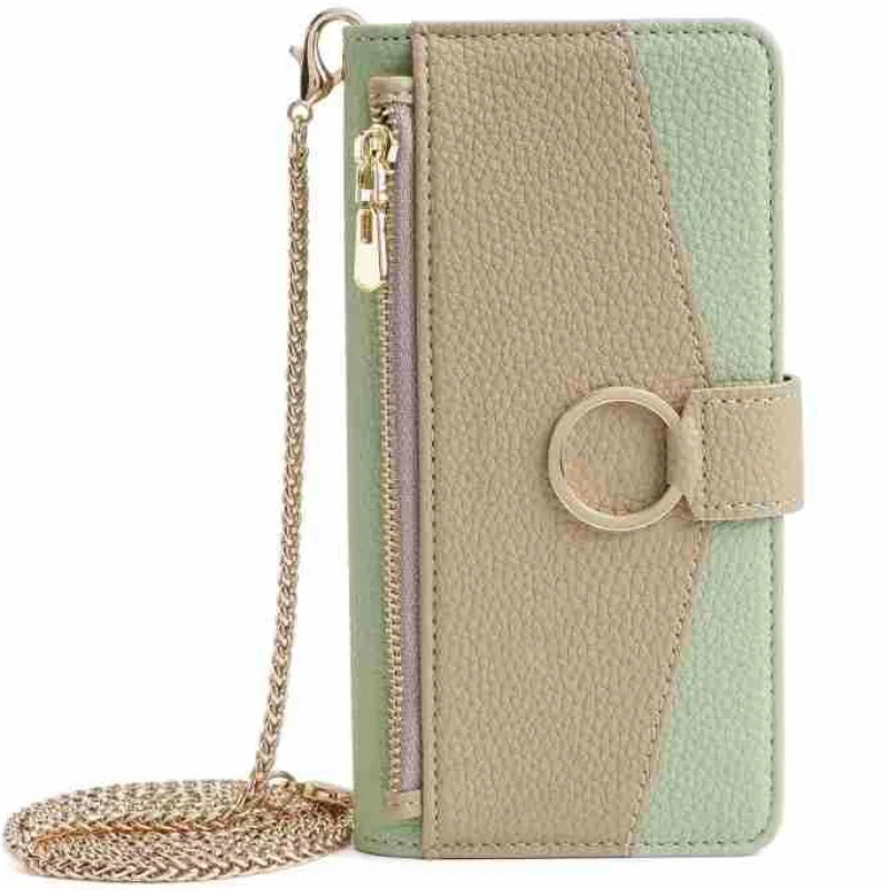 Crossbody Leather Phone Case With 3 Cards Wallet,Zipper Slot,Kickstand,Mirror And Detachable Lanyard For Galaxy S23/S23+/S23 Ultra/S22/S22+/S22 Ultra