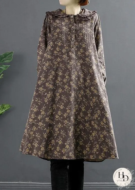 Elegant Pocket Spring Long Sleeve lavender Dress