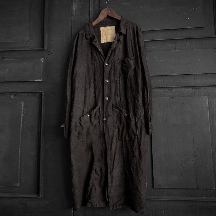Men's Vintage Linen Lapel Single Breasted Coat