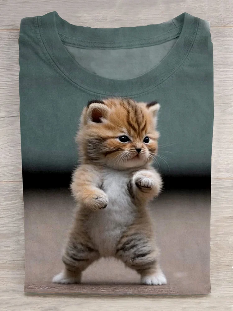 Funny Cat Art Print T-shirt