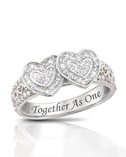 Engraved Double Heart Ring