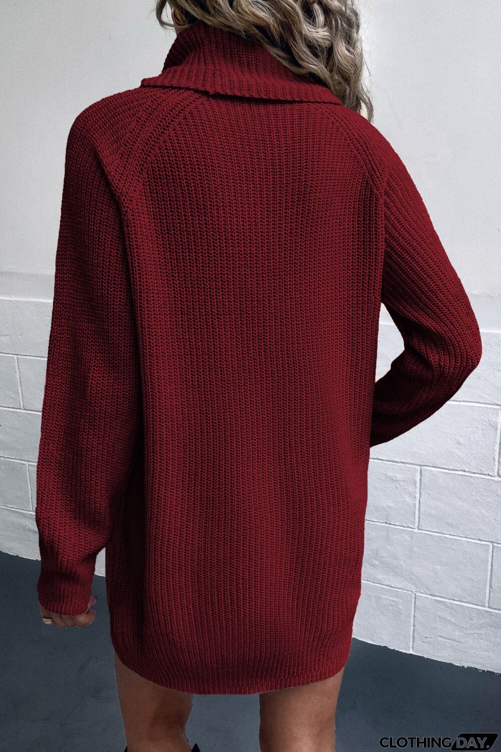 Turtleneck Sweater Dress with Pockets