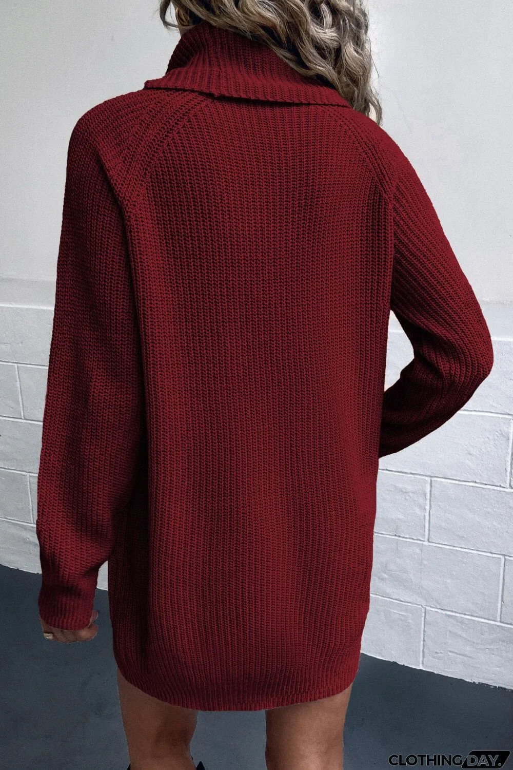 Turtleneck Sweater Dress with Pockets