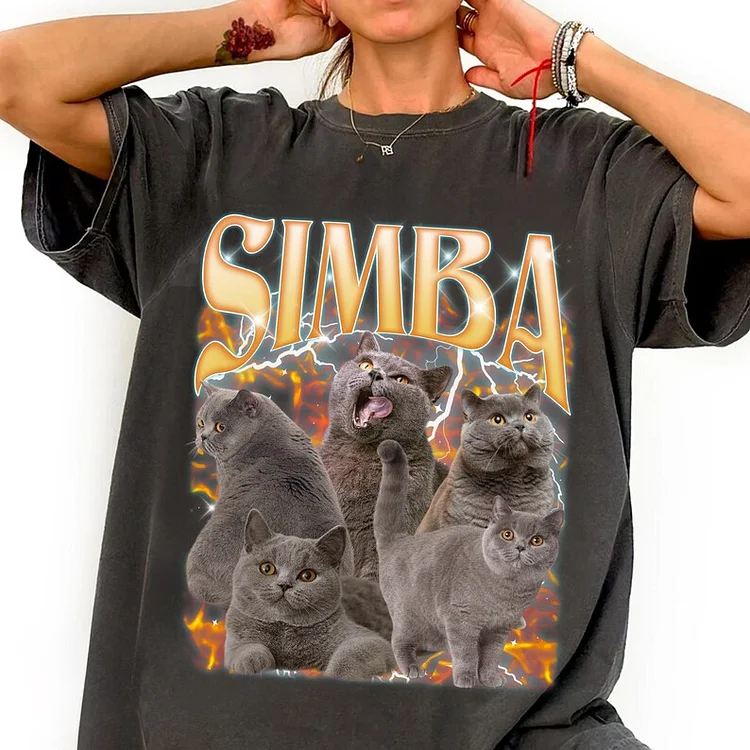 Custom Photo Vintage 90s Graphic Tee, Personalized Pet Shirt, Bootleg Rap Dog Shirt