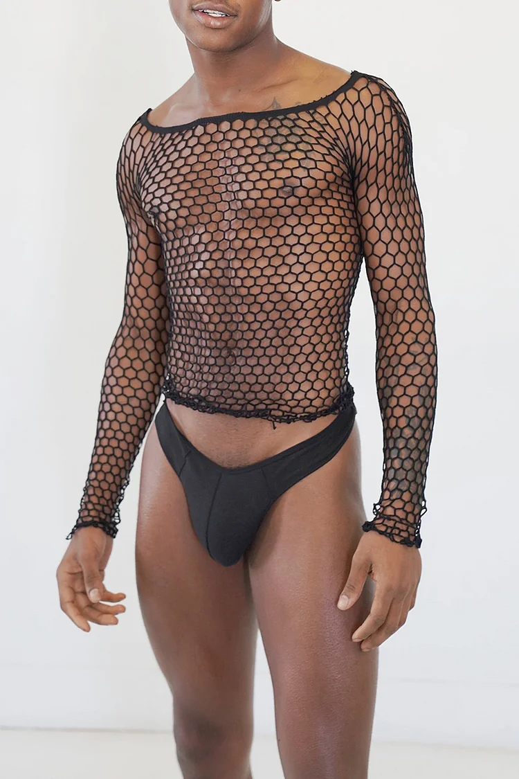 Hollow Out Fishnet Stretchy Bodycon Top