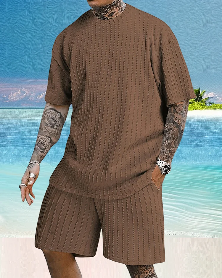 Men's casual gorgeous textured printed shorts set 559