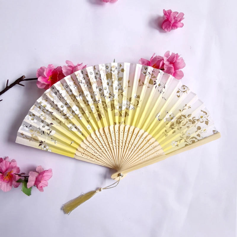 3 Pieces Ancient Style Folding Fan Female Classical Tassel Silk Fan Chinese Style Small Fan Portable Dance Craft National Fashion Fan Student Fan