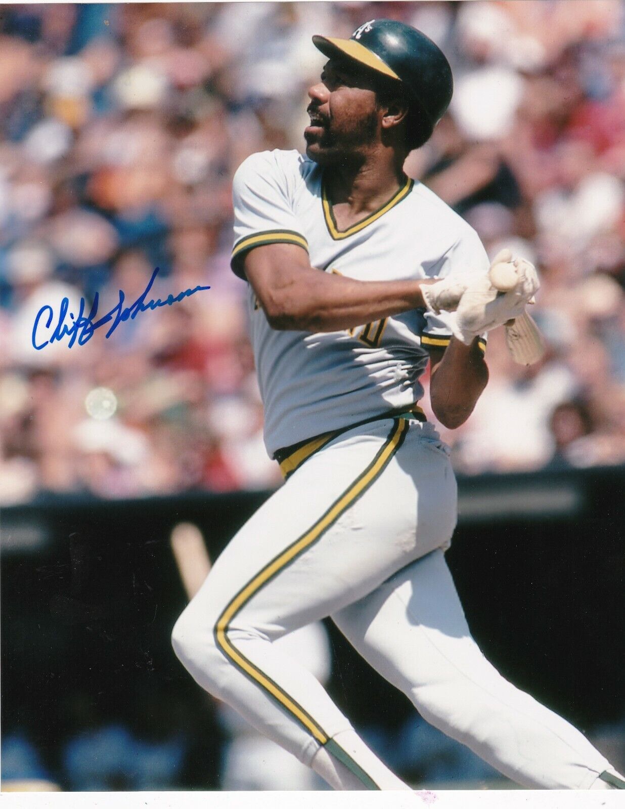 CLIFF JOHNSON OAKLAND A'S ACTION SIGNED 8x10