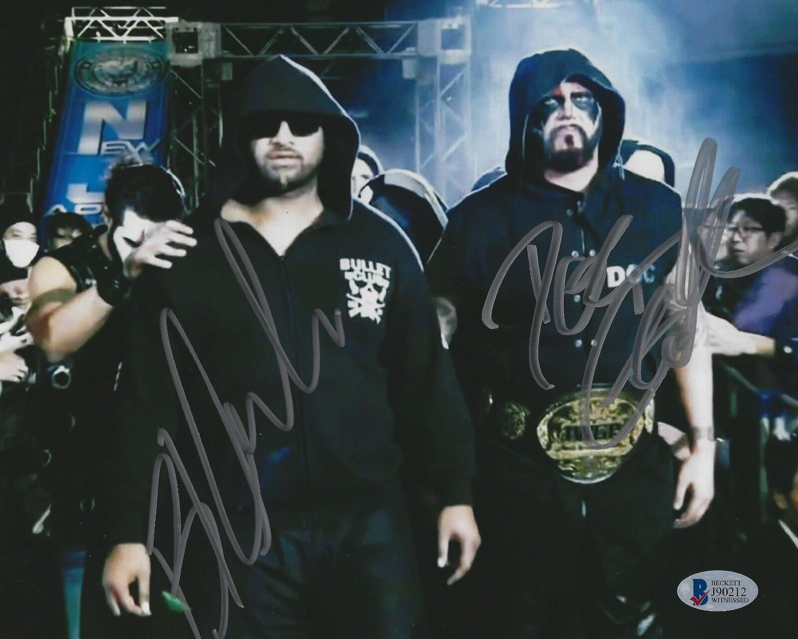 Luke Doc Gallows & Bad Luck Fale Signed 8x10 Photo Poster painting BAS COA Bullet Club WWE NJPW