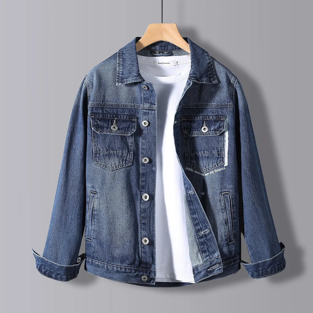 Big Men's Denim Jacket Trend Tide Brand 2021 Spring and Autumn Loose Jacket Men's Large Size Denim Jacket Men