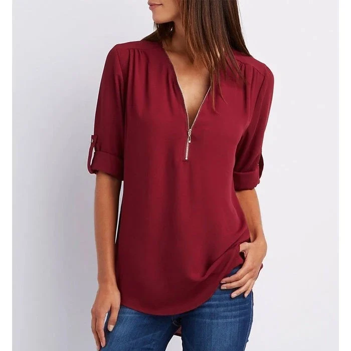 Women’s 3/4 Sleeve Tops Lace Casual Loose Blouses T Shirts