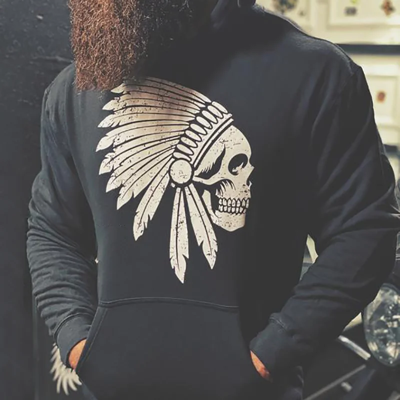 Livereid The Chief Skull Print Black Hoodie - Livereid