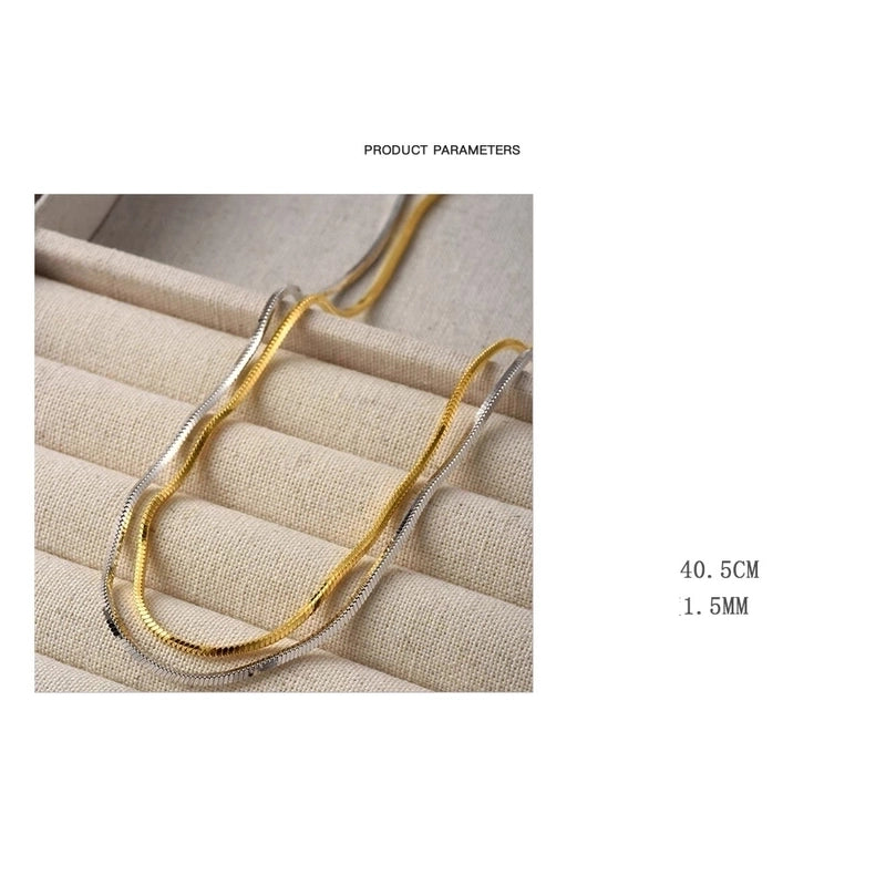 925 Sterling Silver Water Plating Snake Chain Solid Color Necklace