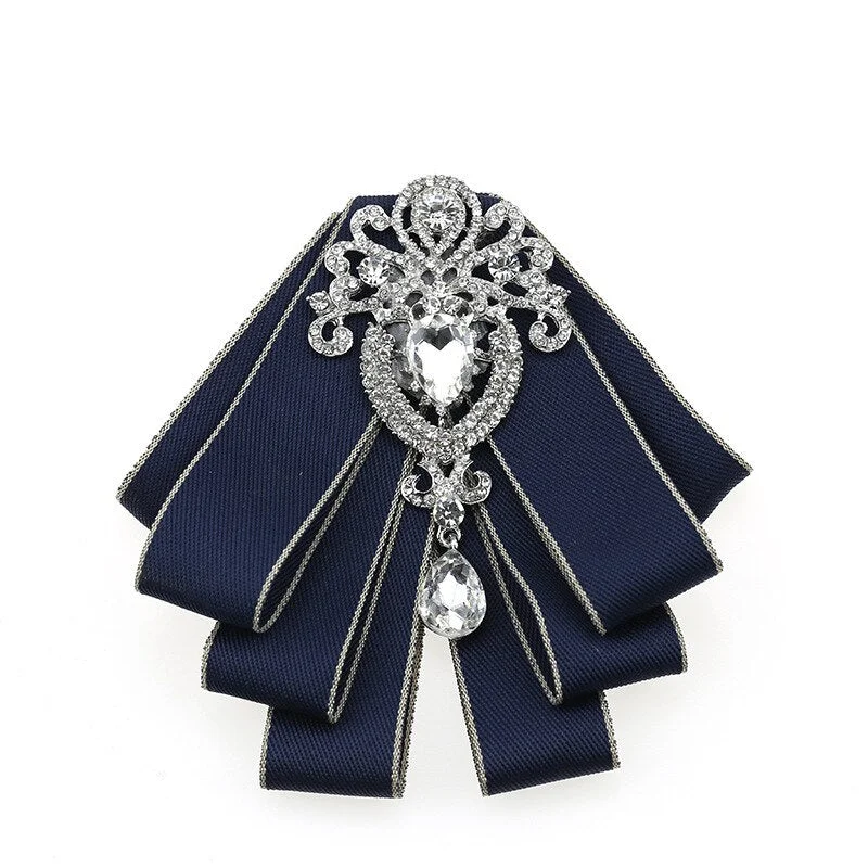 Luxury Black Rhinestone Handmade Bow Tie Men's Wedding Groomsman High-end British Boy Business Suit Shirt Bowtie Set