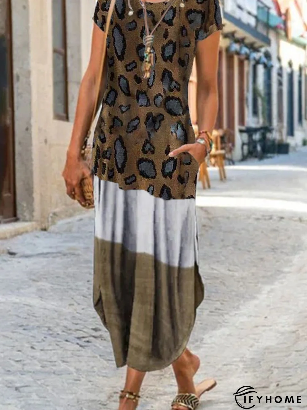 Short Sleeve Casual Knitting Dress | IFYHOME