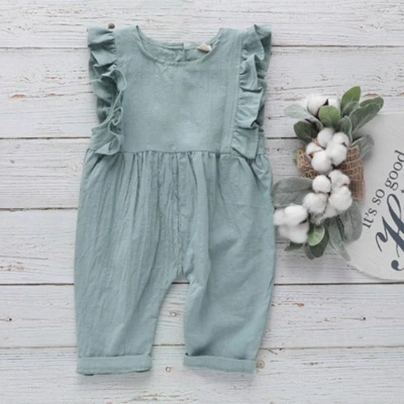 New 2021 Summer Newborn Baby Boy Girl Rompers Baby Girl Sleeveless Pure Color Rompers Baby Boy Girl Rompers Clothes