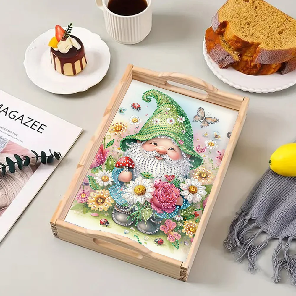 5D DIY Wooden Goblin Diamond Painting Tray Art Craft with Handle for Home Decoration