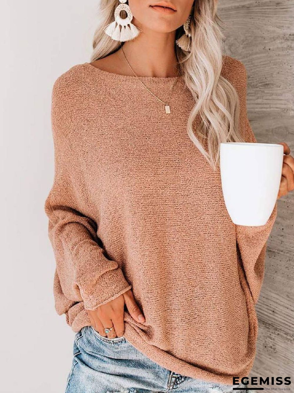 Long Sleeve Round Neck Cotton-Blend Shirts & Tops | EGEMISS