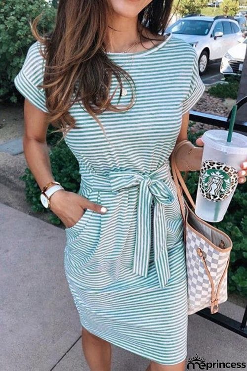 Casual O Neck Short Sleeve Dress