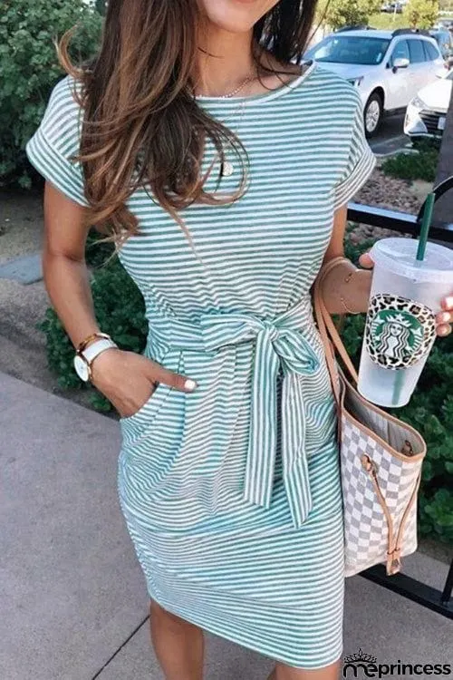 Casual O Neck Short Sleeve Dress