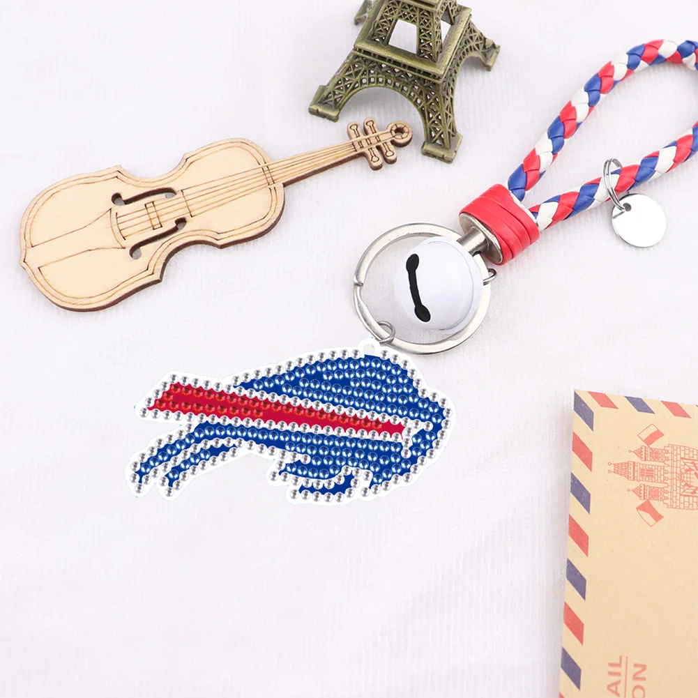 DIY Gem Keychains Double Sided Rugby Badge Craft Hanging Ornament