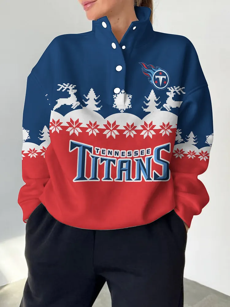 Tennessee Titans  2025 New Design Casual Snap  Mockneck Pullover