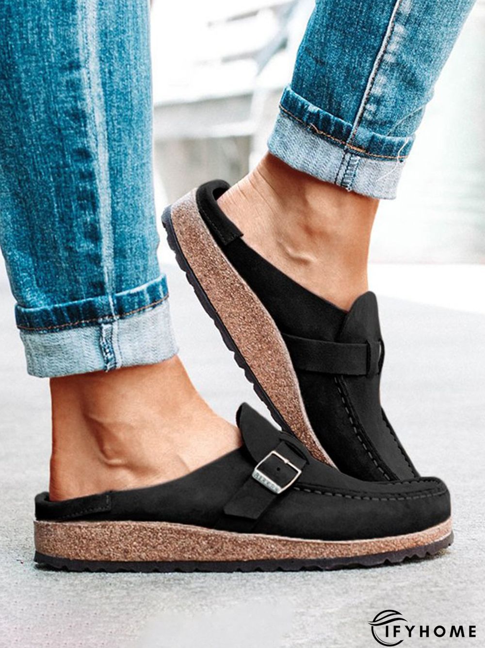 Women Soft Sole Casual Comfy Leather Slip On Sandals | IFYHOME