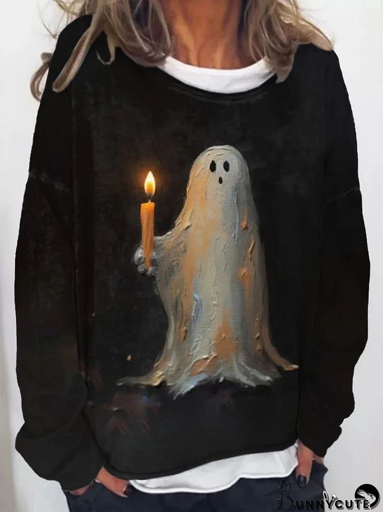 Ghost Painting Candle Print Sweatshirt