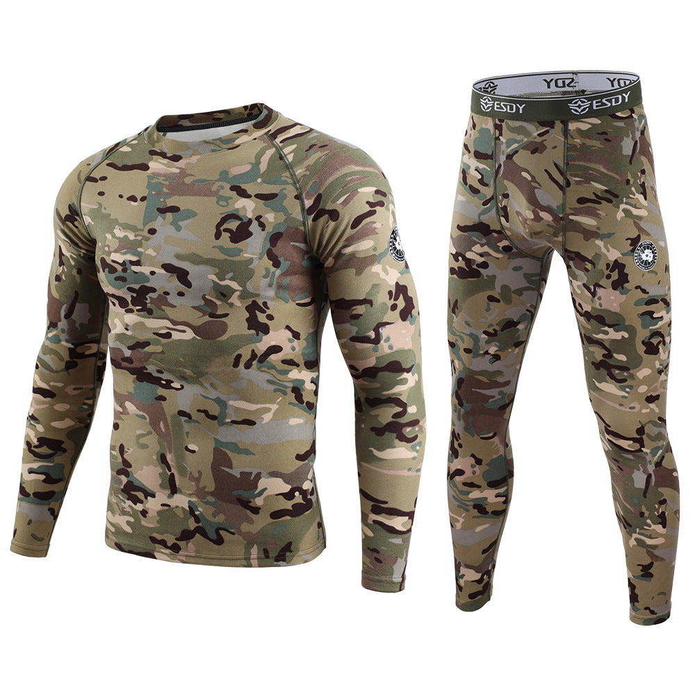 Men's Sports Camo Velvet Thermal Underwear Set