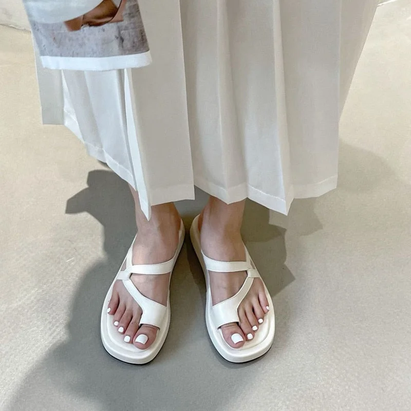 SUOJIALUN 2021 Summer Women Slipper Open Toe Flat Heel Casual Outdoor Beach Slides High Quality Ladies Flip Flops Sandal Shoes