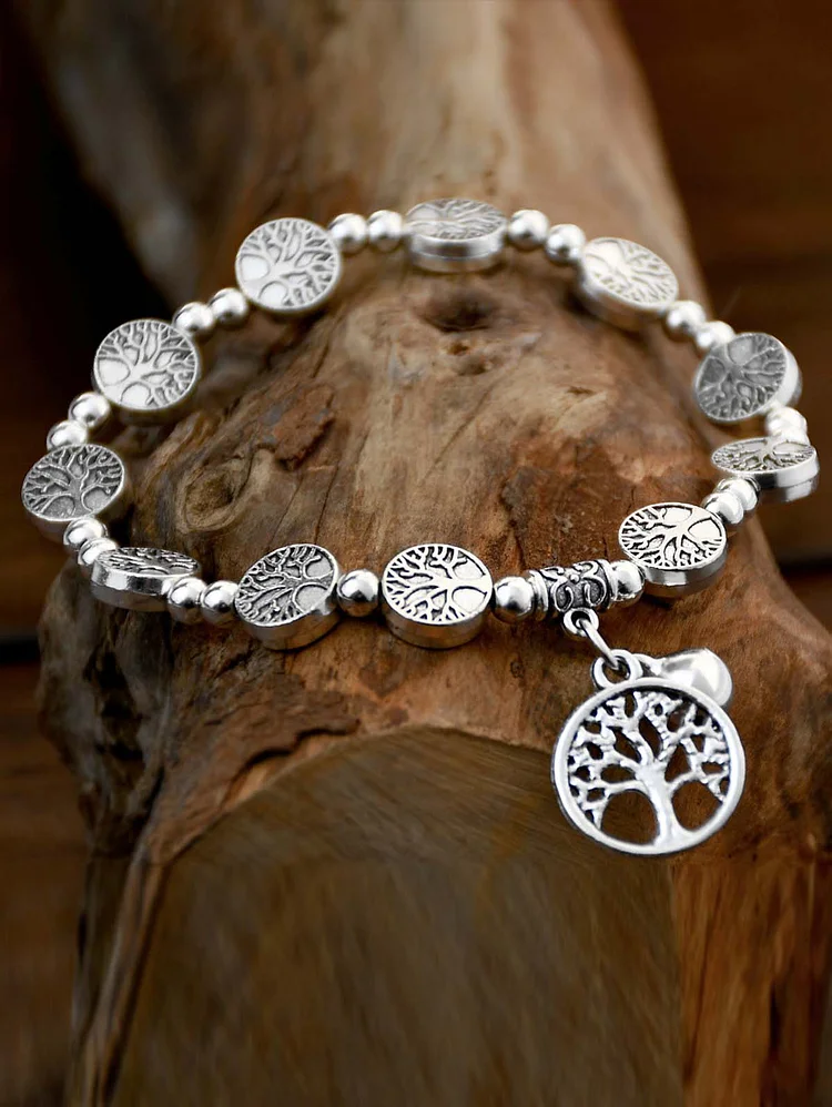 Retro Alloy Geometry Ethnic Beaded Bell Bracelet