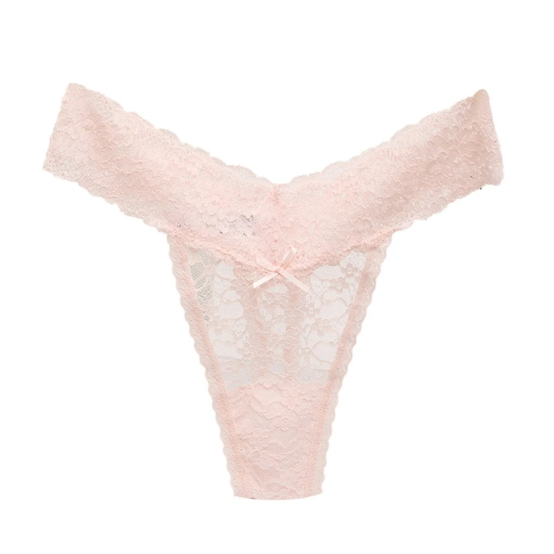 Sexy Women's Underwear Lace See-Through Temptation Lingerie Hollow Out Flower Ribbon Sexy Panties G String Breathable Underpants