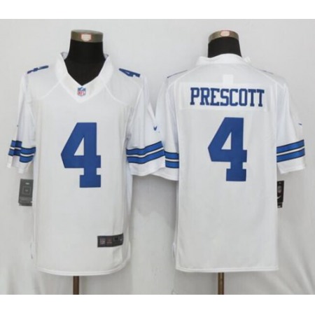 Cowboys #4 Dak Prescott White Men's Stitched NFL Limited Jersey