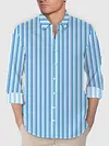 Stylish Blue Vertical Stripes Pattern Printing Men's Long Sleeve Shirt