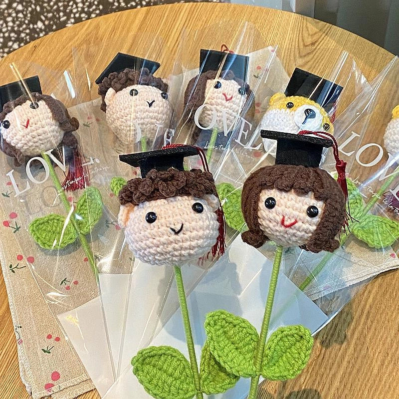 Finished Graduation Season Doctor Hat Boys' Girls' Animal Flower Blossom School Handmade Crochet Woven Blossom