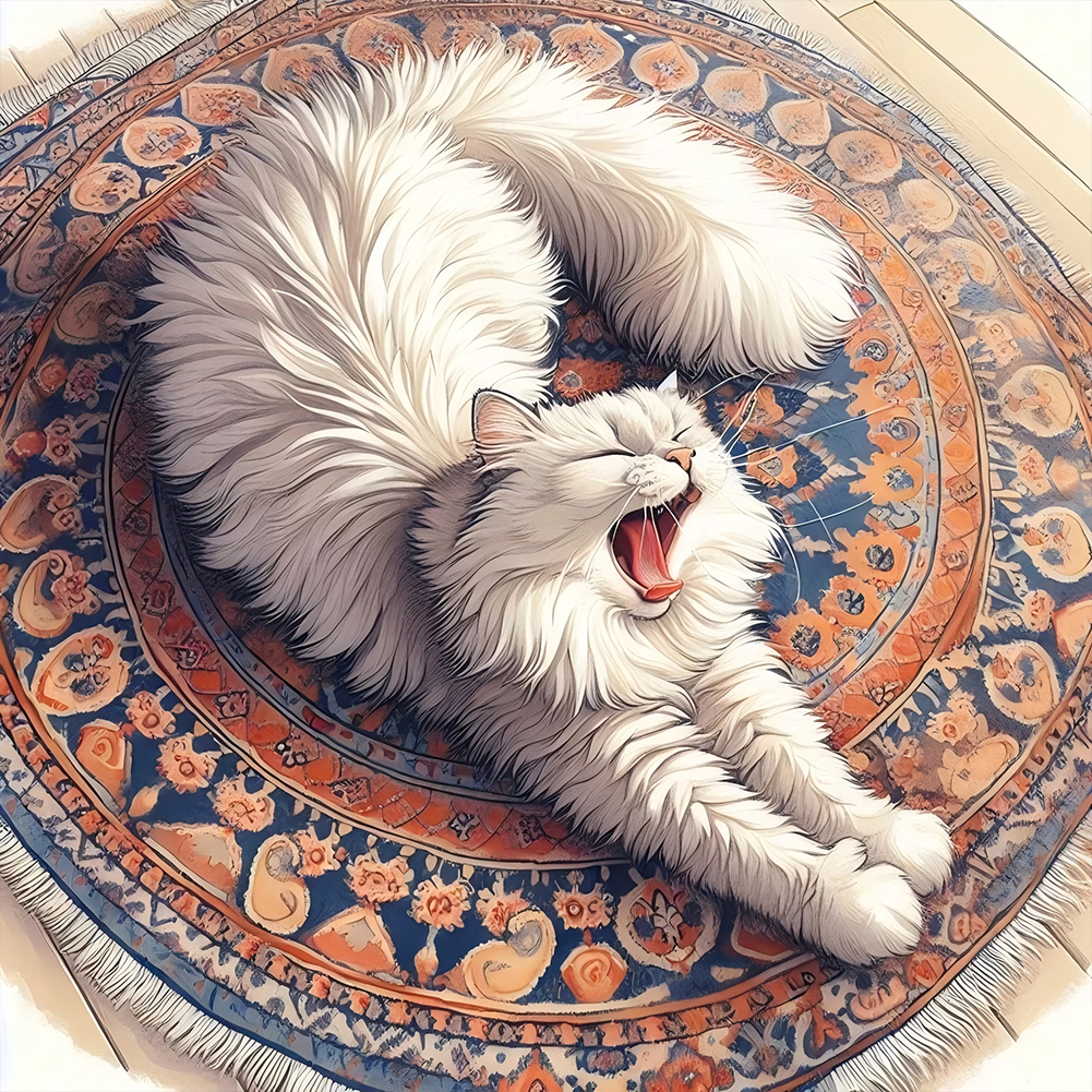 White Cat 40*40cm(canvas) full round drill diamond painting