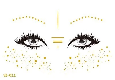 metallic temporary tattoo eyes stickers face makeup gold jewelry tattoo indian party fashion tatoo for girls women fake tattoo