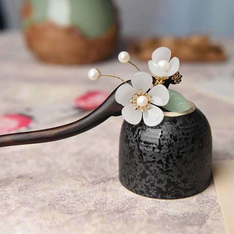 Ebony Flower Protection Blessing Hairpin