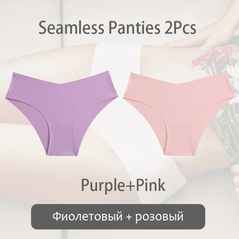 FINETOO 1/2Pcs Seamless Panties Women Sexy V Waist Briefs M-2XL Plus Size Underwear Comfortable Ladies Underpants Lingerie 2021