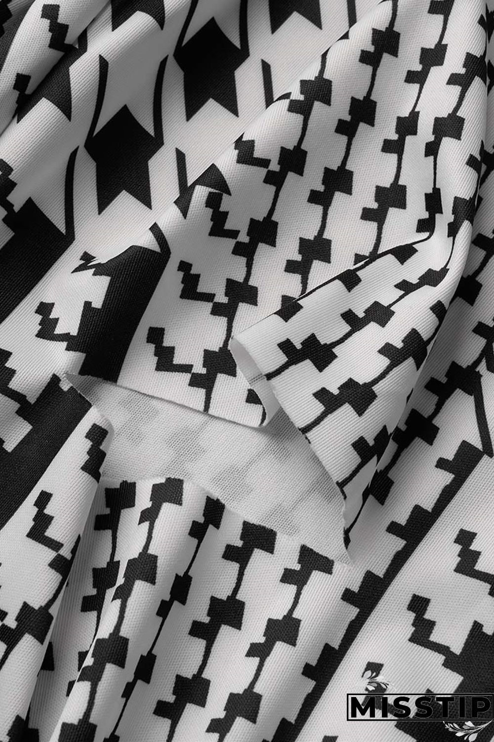 Black White Casual Print Ripped Printing Cardigan Collar Long Sleeve Two Pieces