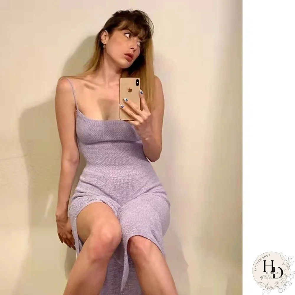 Summer Spaghetti Strap Party Dress Sexy Beach Holiday Knitted Dress Women Strapless Backless Bandage Lace Up Dresses Robes 20546