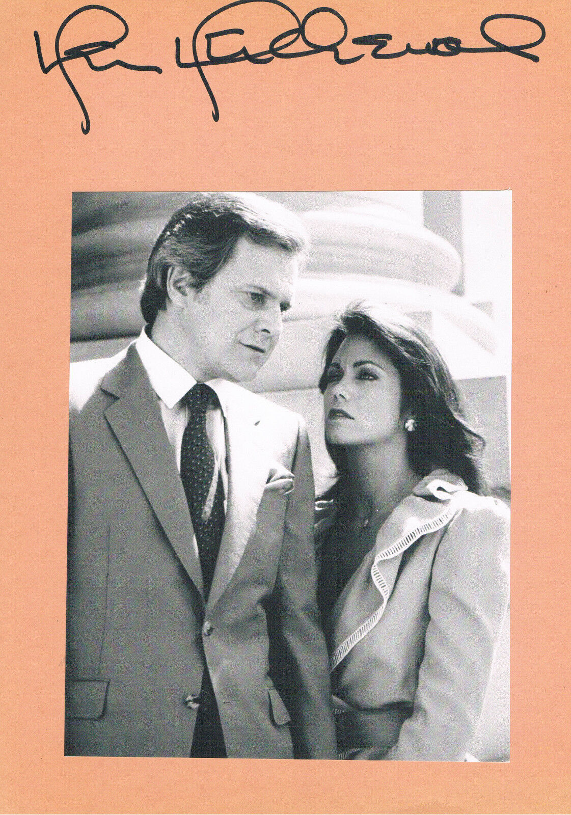 Ken Kercheval 1935-2019 autograph signed card 8x12