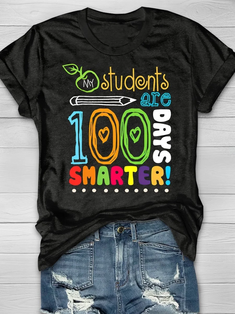 100 Days Smarter Print Short Sleeve T-shirt