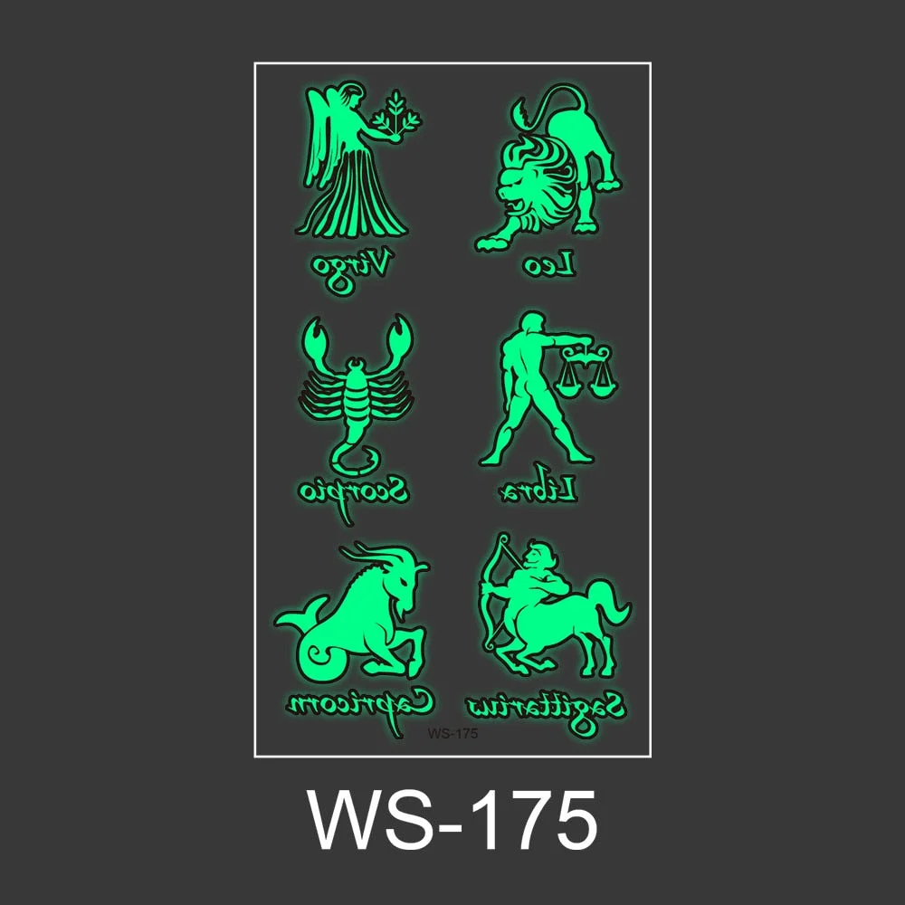 Luminous Tattoo Sticker Nightclub Bar Music Festival Carnival Tattoo Sticker Fluorescent Musical Note Glowing Cool Face Sticker