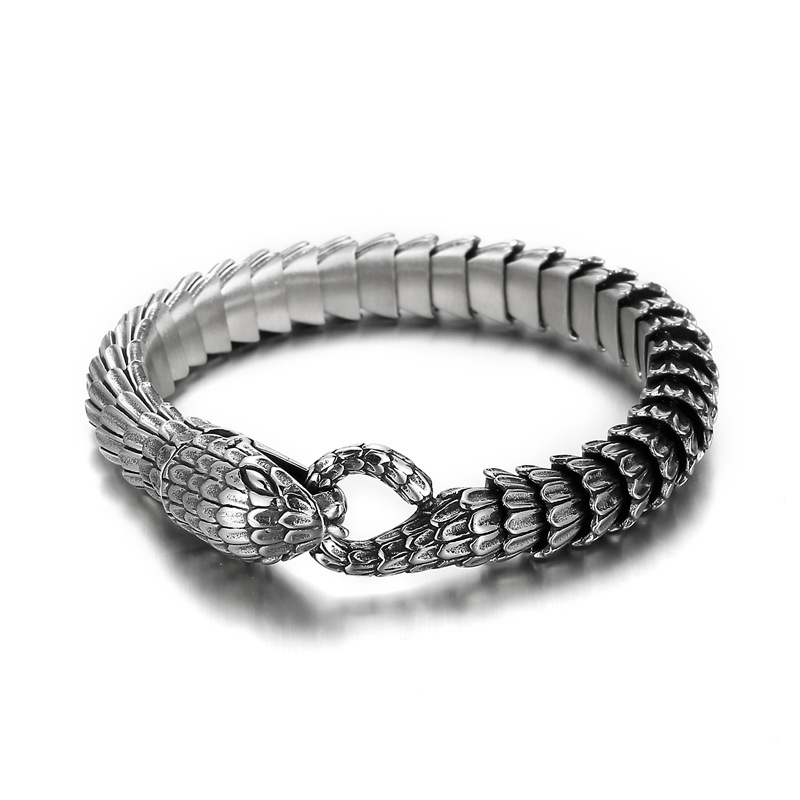 Viking Stainless Steel Snake Scale Bracelet