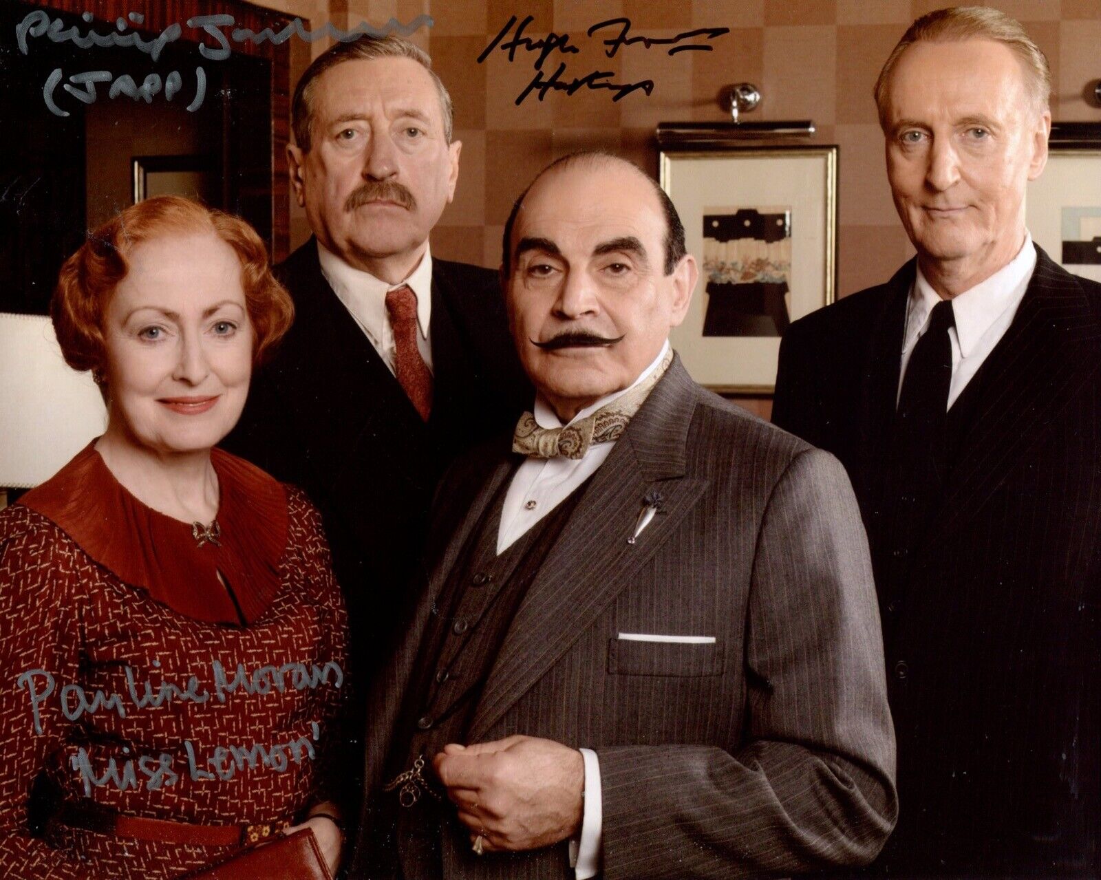 POIROT 8x10 Photo Poster painting cast signed by Fraser, Jackson and Moran! Ref:2