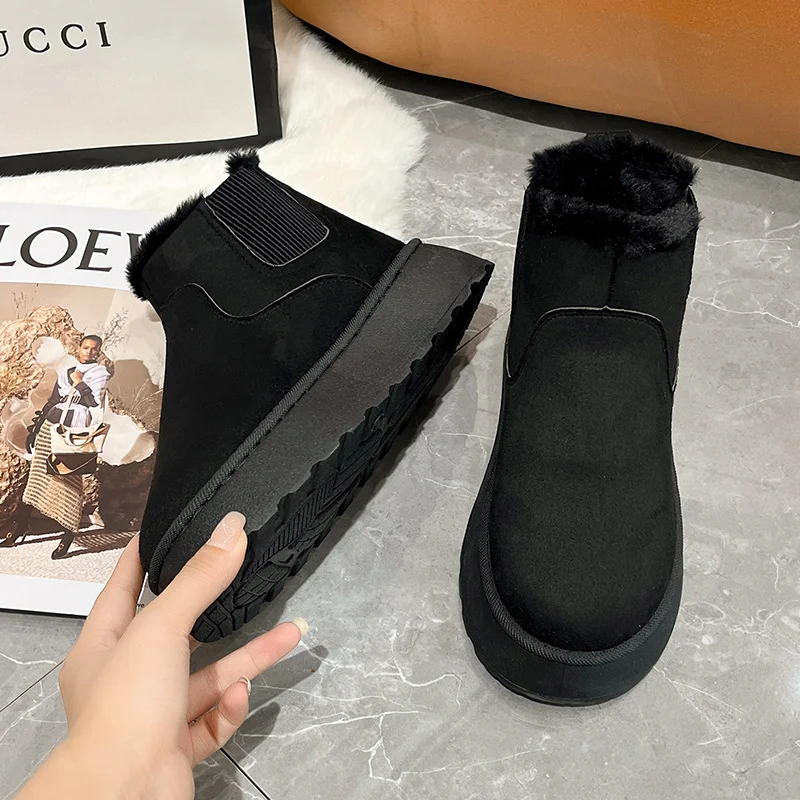 Breakj Breakj Autumn And Winter New Women's Thick Snow Boots Cotton Shoes Warm Plus Velvet Round Head Jacket Cotton Boots 43