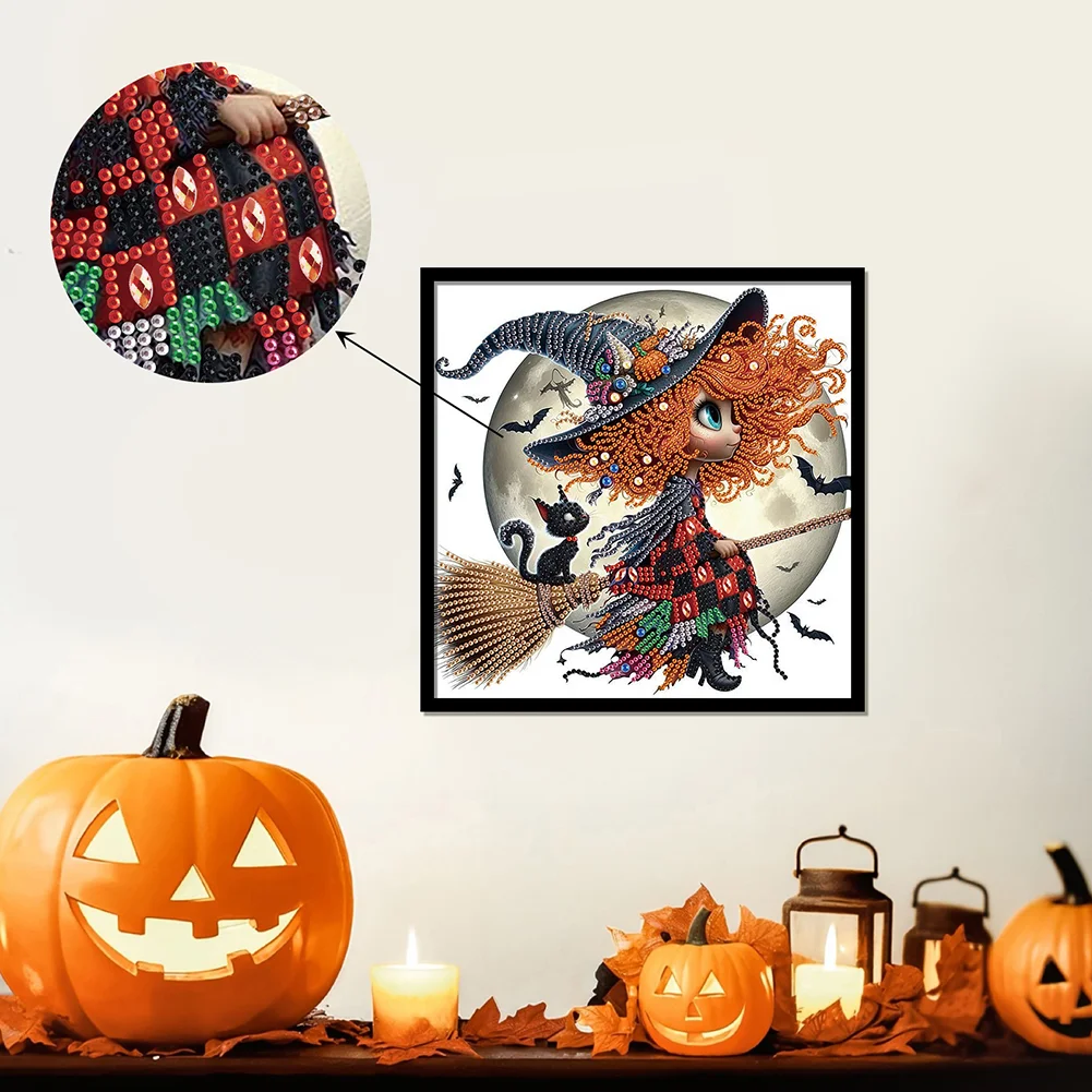 Diamond Painting - Partial Special Shaped Drill - Halloween Witch(Canvas|30*30cm)