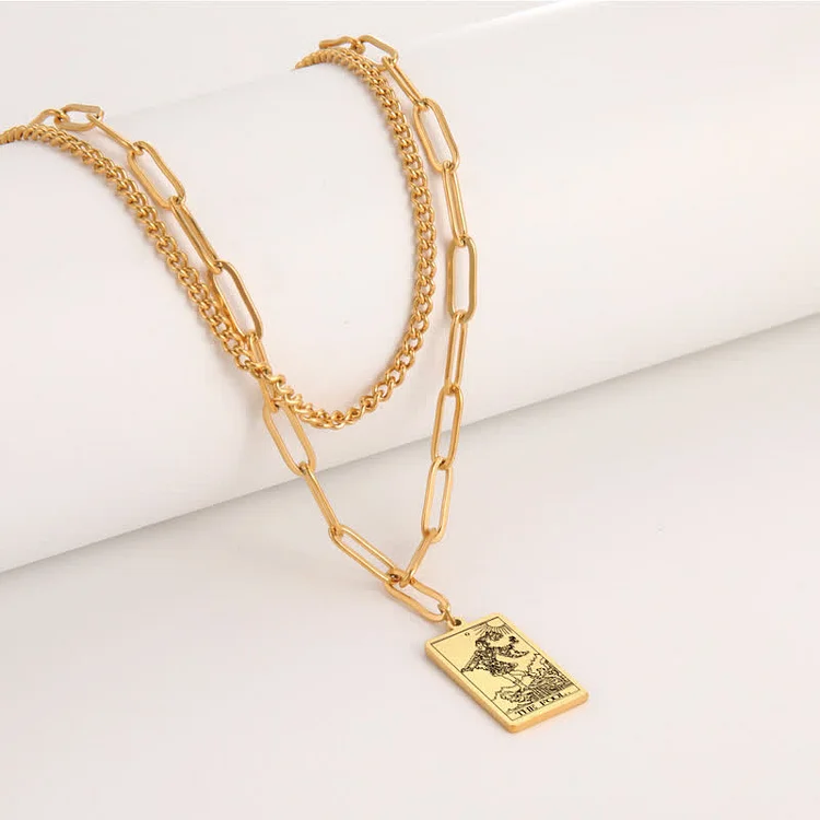 Tarot Card Double Chain Necklace-The Fool